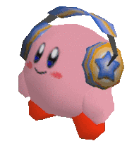 kirby with headphones bobbing head