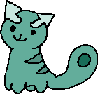 striped blue green cat with cursor ears