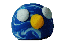 blue clay creature with bird beak